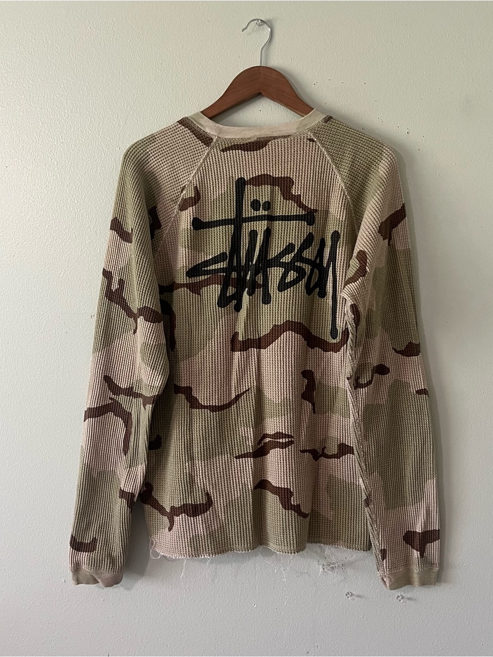 Stussy Desert Camo Waffle Knit Long-Sleeve Tee - Worn Authentic